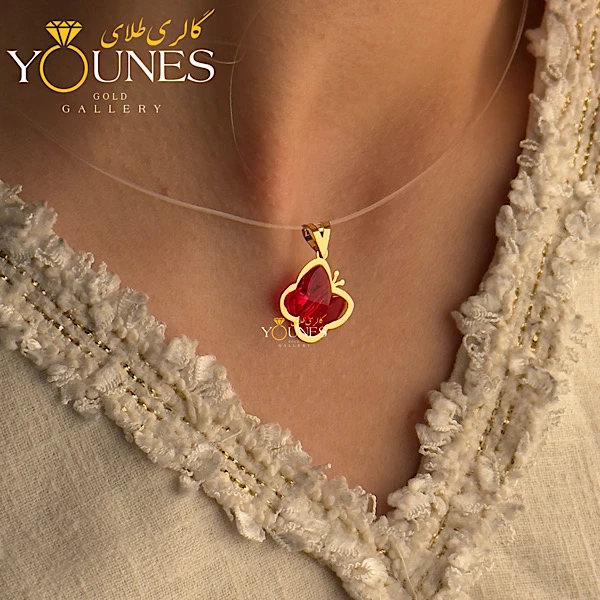 آویز سواروسکی پروانه قرمز طلا